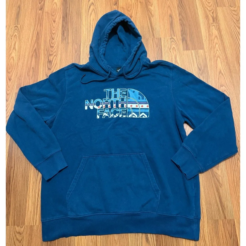 The North Face Half Dome Graphic Hoodie Mens XL Blue Pullover
